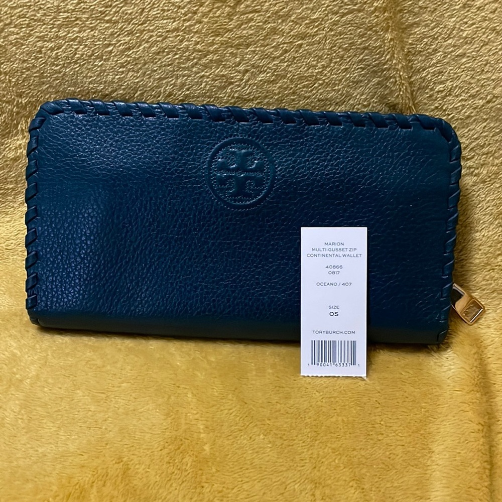Tory burch marion multi gusset zip wallet